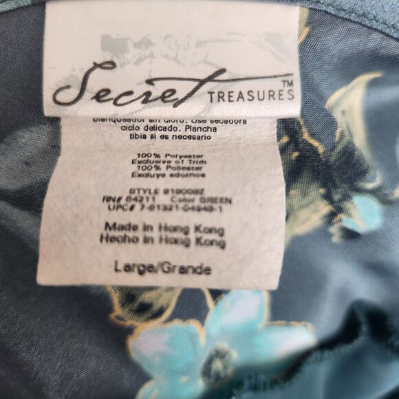 VTG Secret Treasures Sheer Baby Doll Chemise-Deep Teal-Floral Details-Coquette-L - Picture 11 of 12